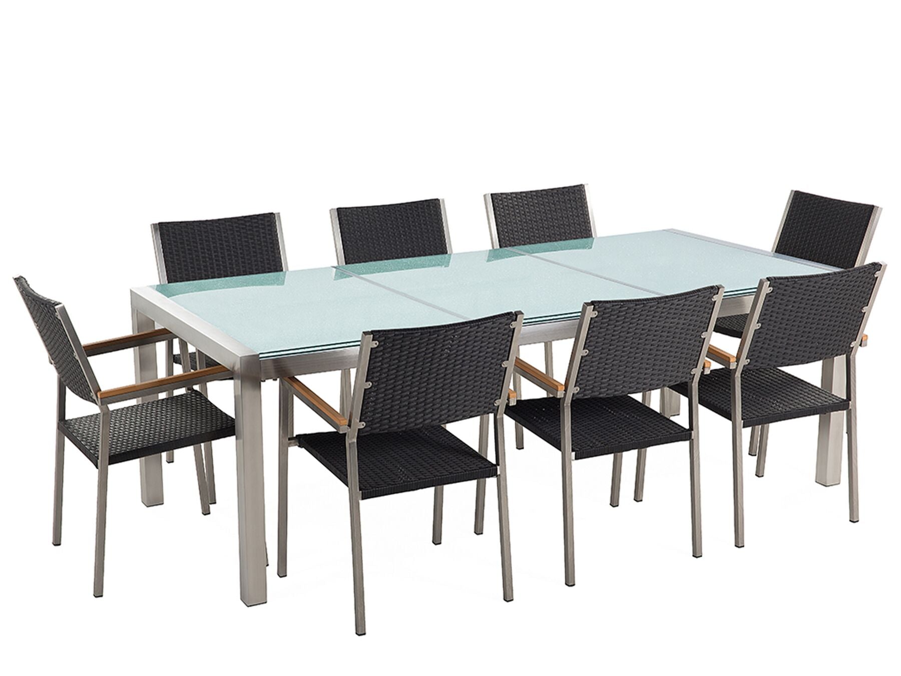 Garden Dining Set 8 Seater GROSSETO Cracked Glass Transparent/ Black