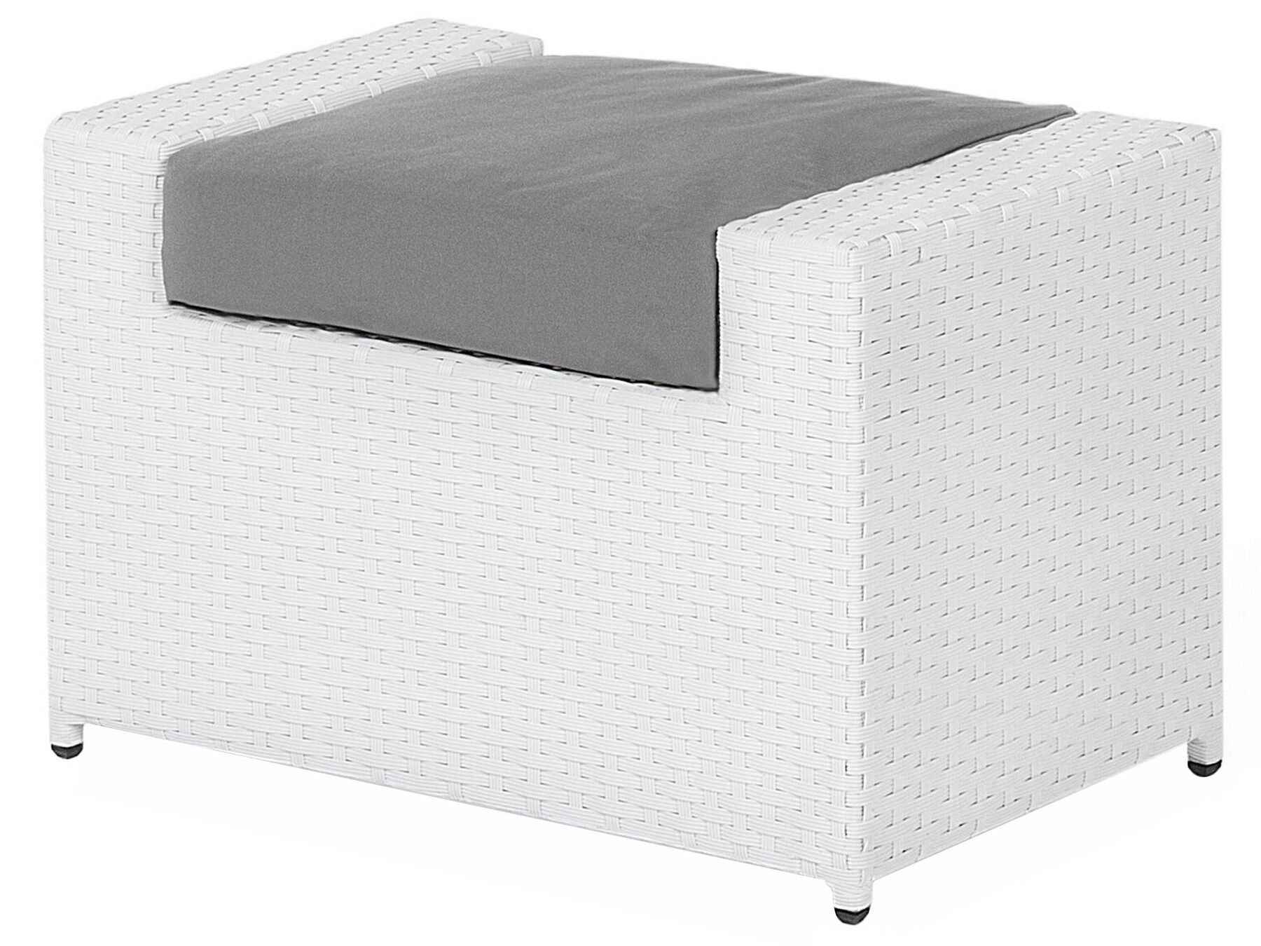 Garden Lounge Set with Table and Ottoman 6 Seater ROMA PE Rattan White