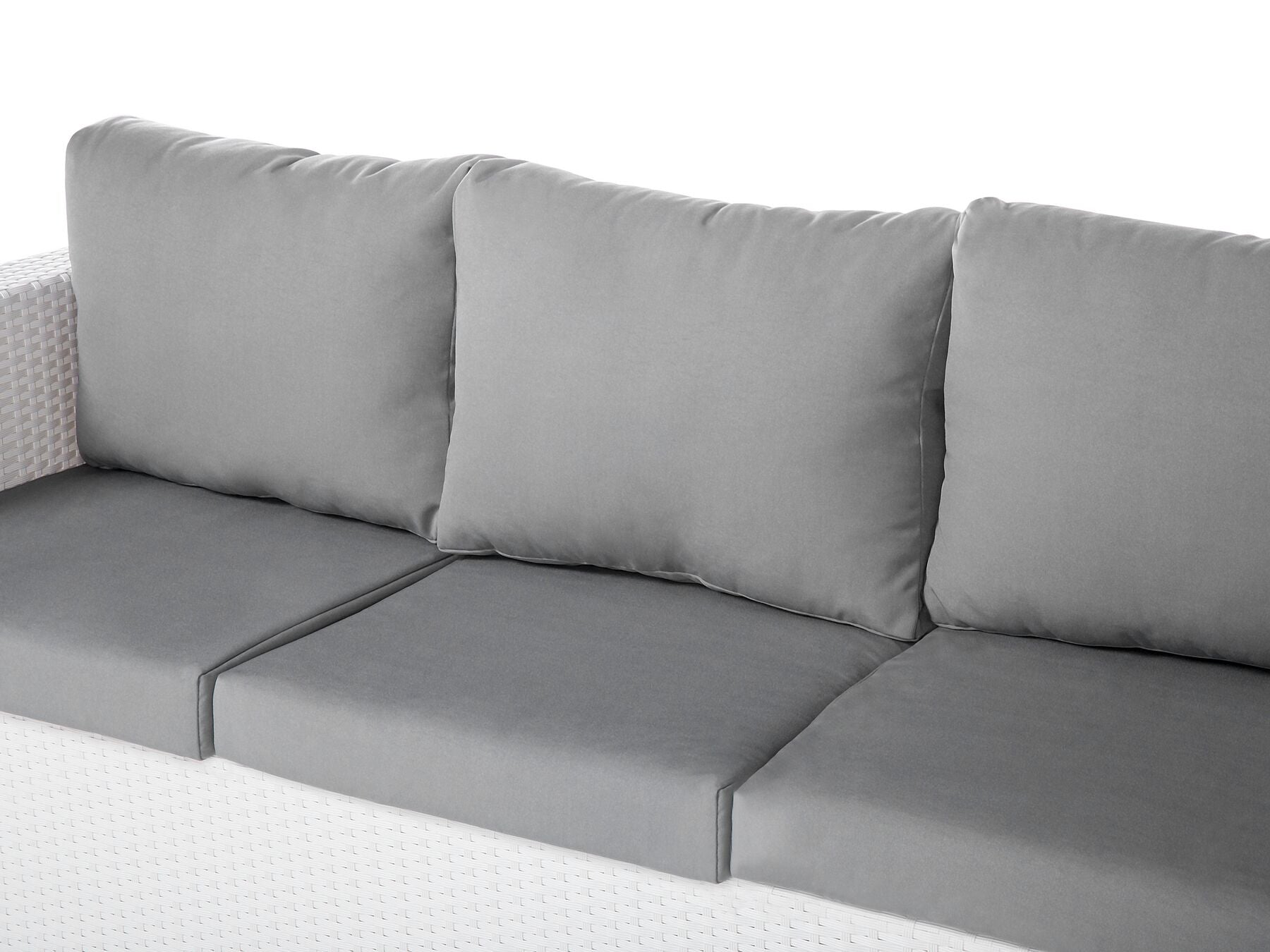 Garden Lounge Set with Table and Ottoman 6 Seater ROMA PE Rattan White