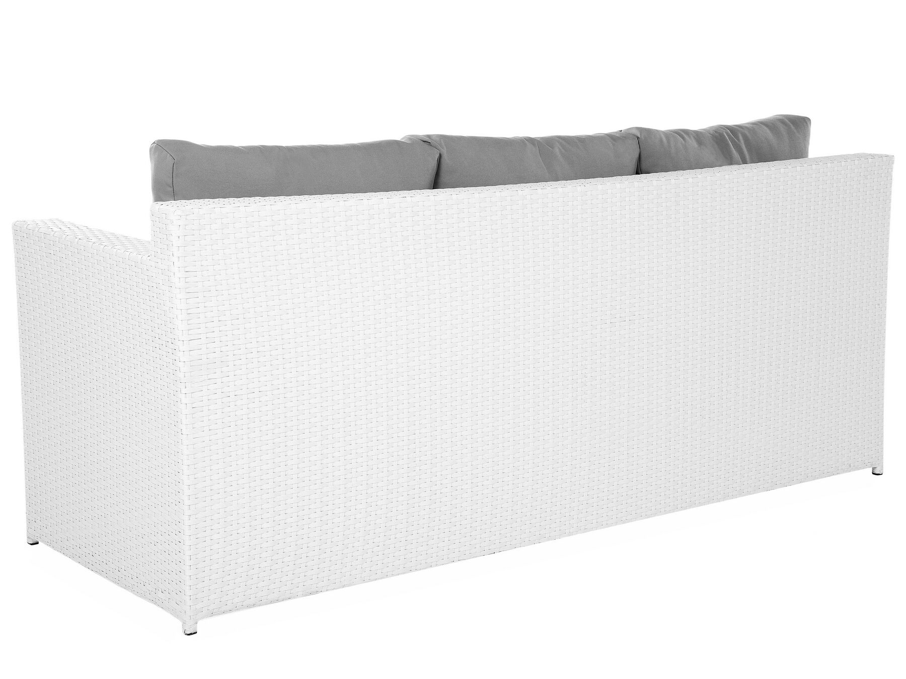 Garden Lounge Set with Table and Ottoman 6 Seater ROMA PE Rattan White