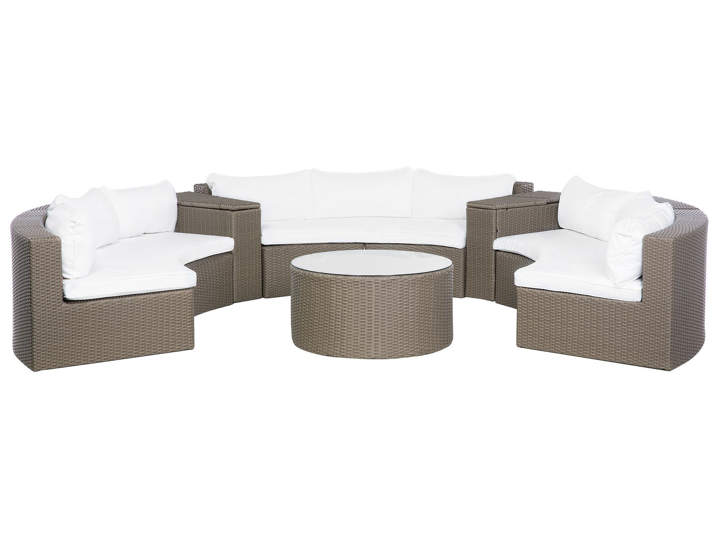 Garden Lounge Set with Table 9 Seater SEVERO PE Rattan Brown