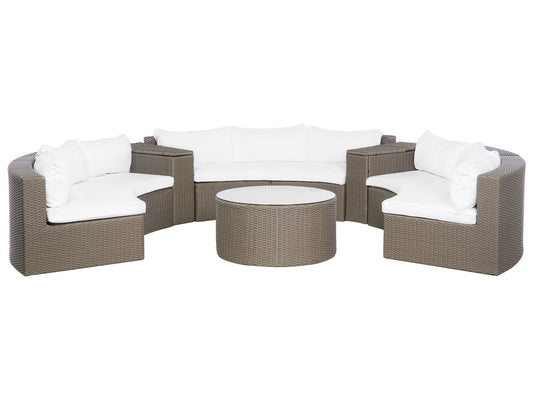 Garden Lounge Set with Table 9 Seater SEVERO PE Rattan Brown