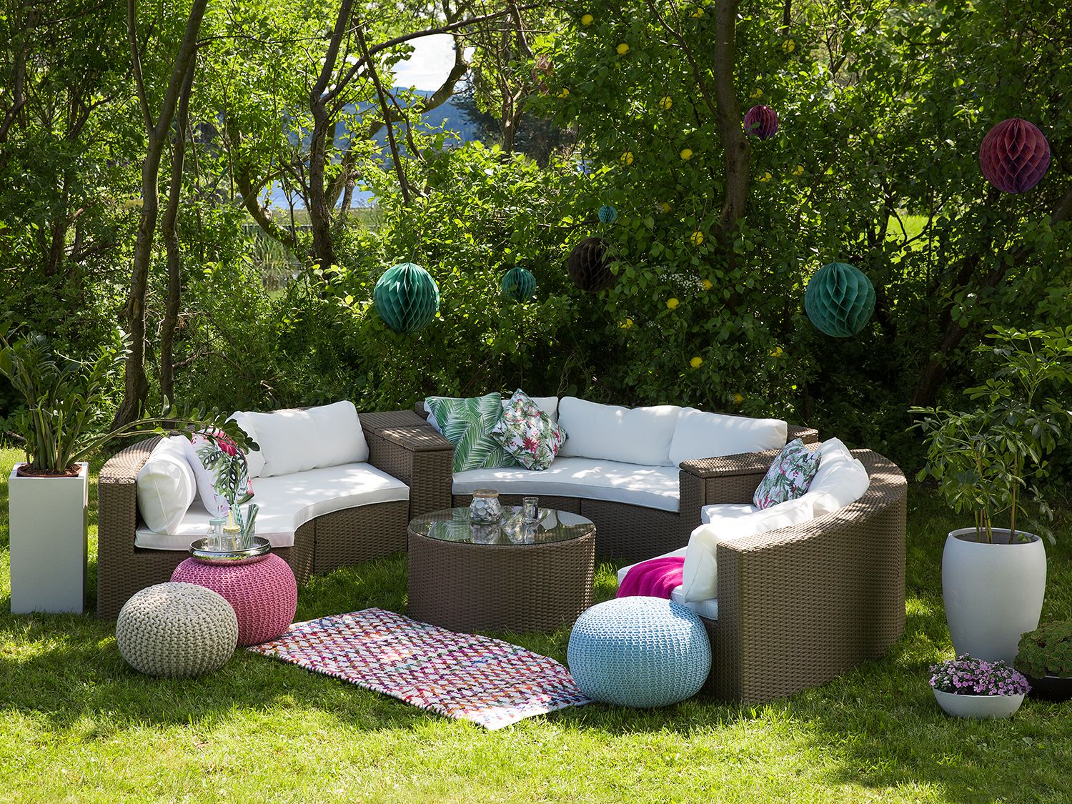 Garden Lounge Set with Table 9 Seater SEVERO PE Rattan Brown