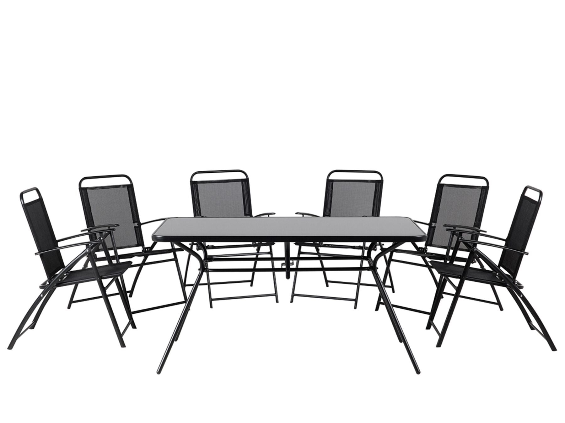Garden Dining Set 6 Seater LIVO Metal Black