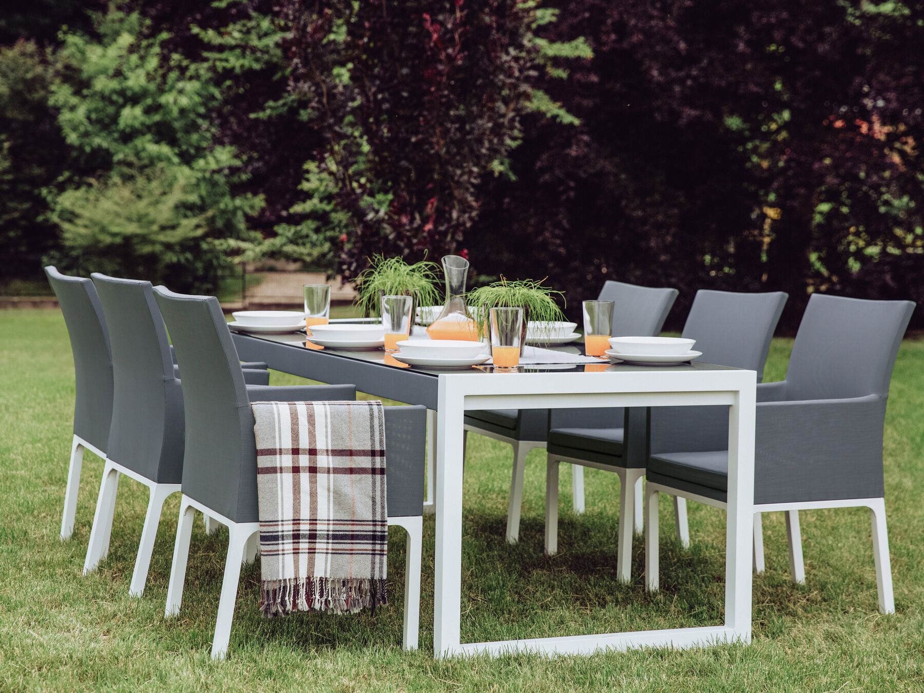 Garden Dining Set 6 Seater BACOLI with Cushions Metal Grey