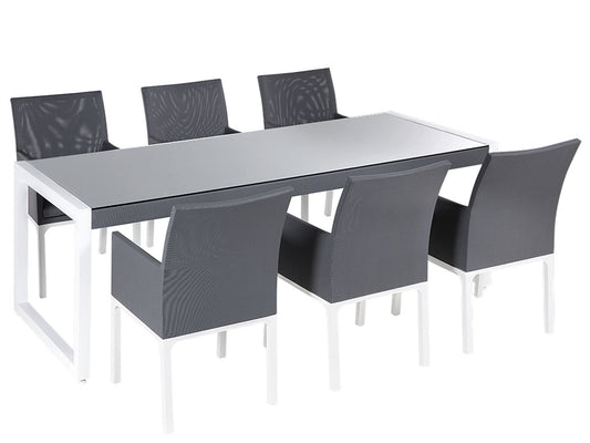 Garden Dining Set 6 Seater BACOLI with Cushions Metal Grey