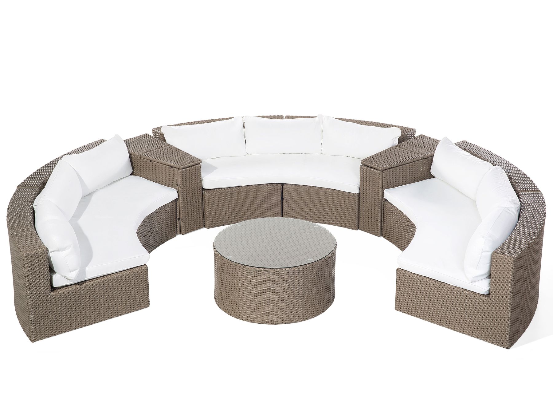 Garden Lounge Set with Table 9 Seater SEVERO PE Rattan Brown