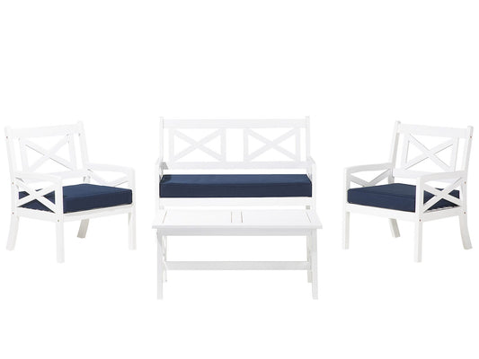 garden lounge set with table 4 seater baltic acacia wood dark blue