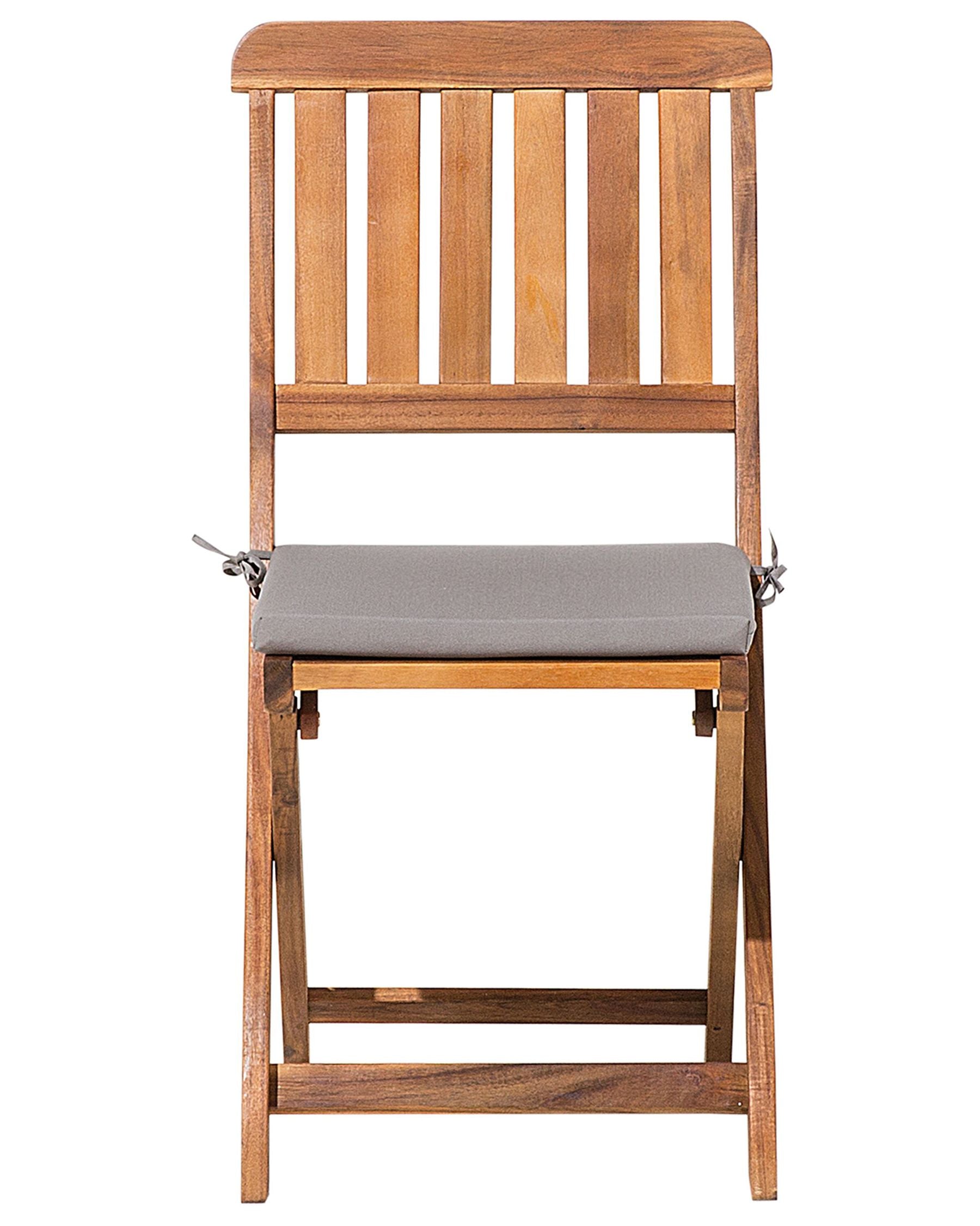 Set of 2 Garden Chairs with Cushions CENTO Acacia Wood Brown