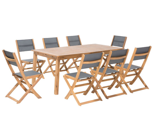 Garden Dining Set 8 Seater CESANA Acacia Wood Light Brown