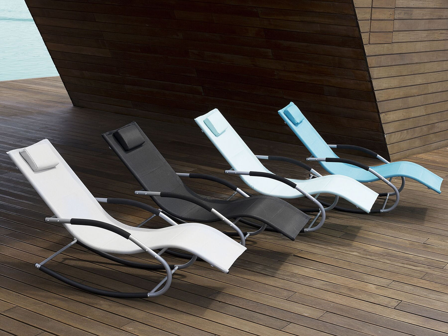 Steel Rocking Sun Lounger Black CARANO