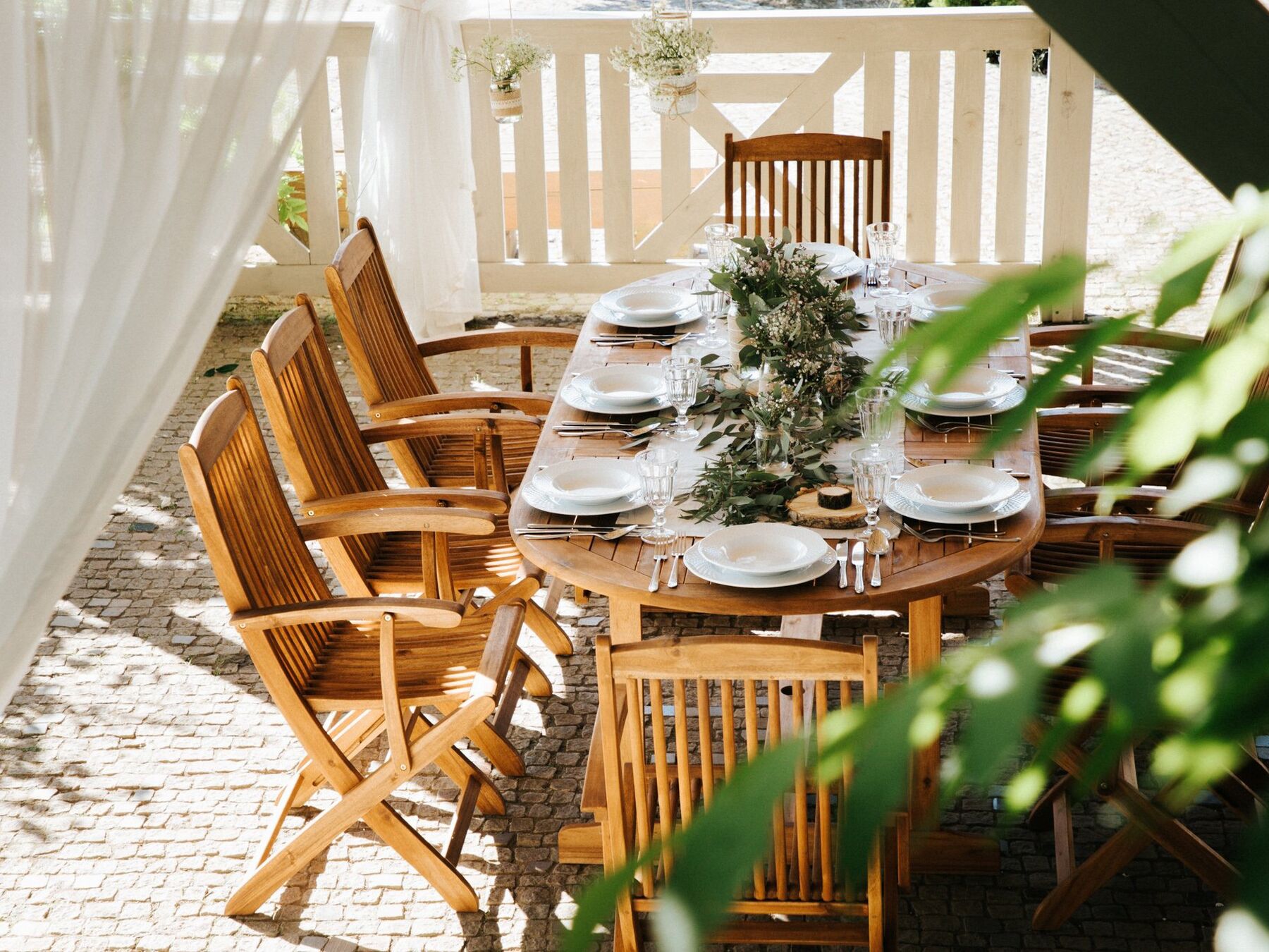 Garden Dining Set 8 Seater MAUI Acacia Wood Light Brown