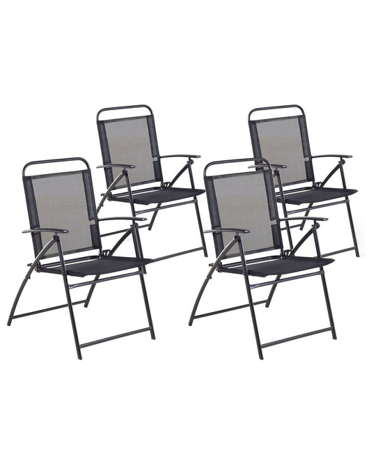 Set of 4 Garden Chairs LIVO Metal Black