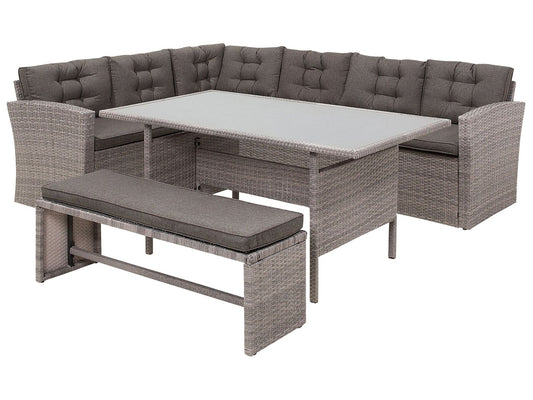 Garden Lounge Set with Table 8 Seater with Cushions Rattan Grey