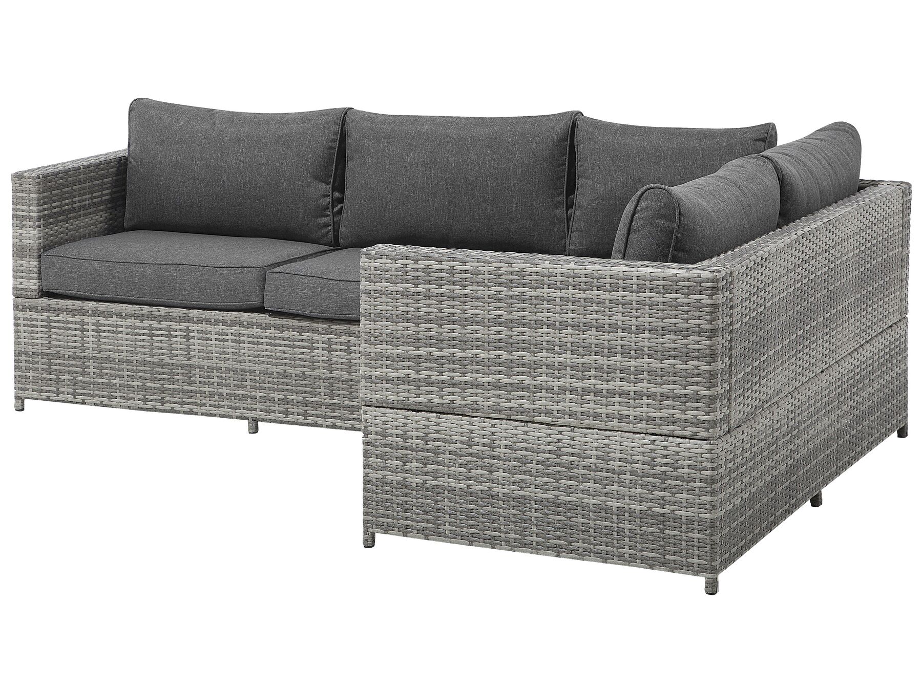 Garden Corner Sofa with Table 4 Seater AVOLA Left Hand PE Rattan Grey