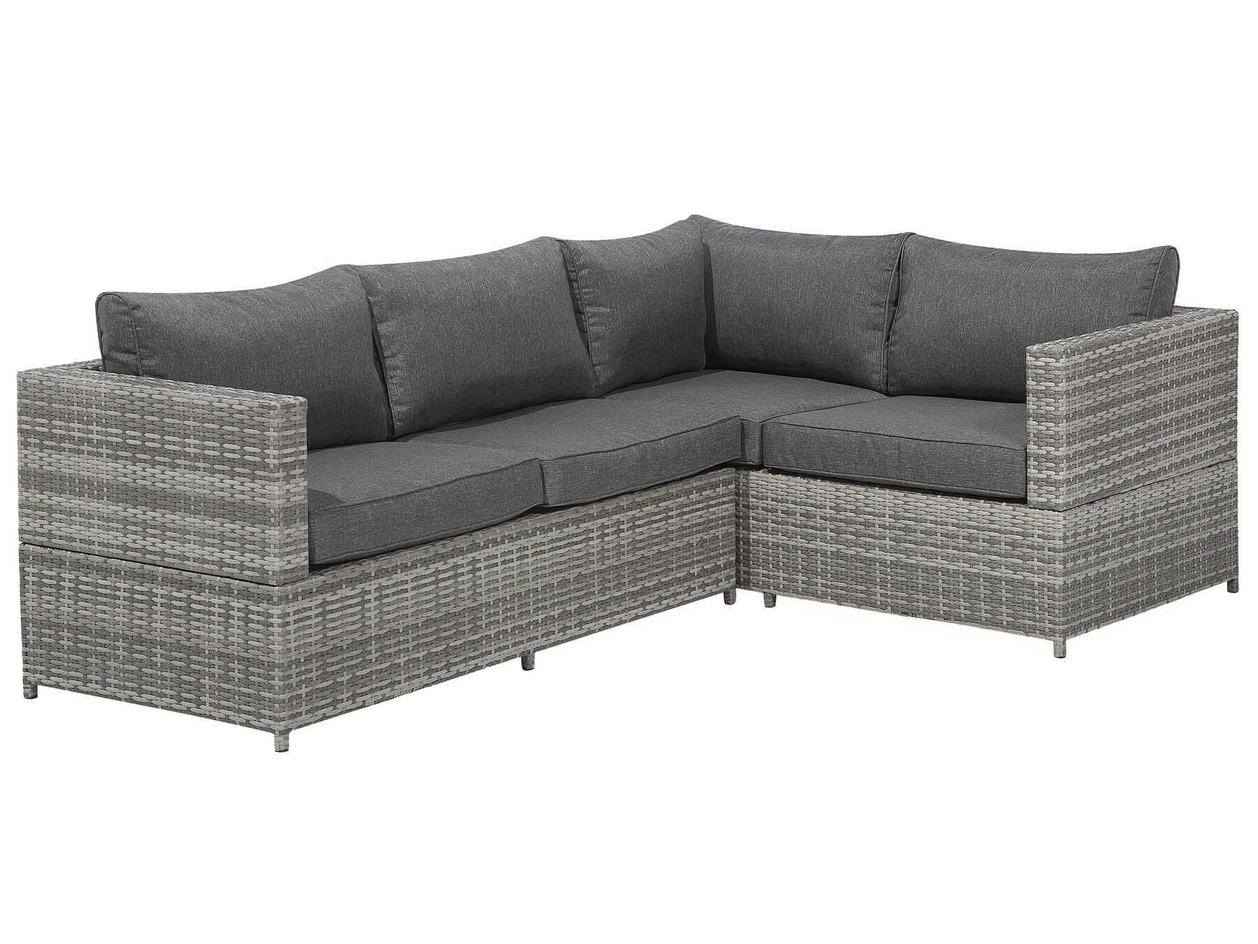 Garden Corner Sofa with Table 4 Seater AVOLA Left Hand PE Rattan Grey