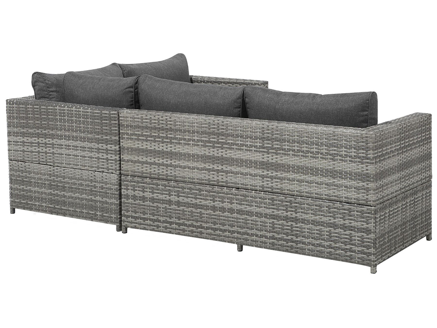Garden Corner Sofa with Table 4 Seater AVOLA Left Hand PE Rattan Grey