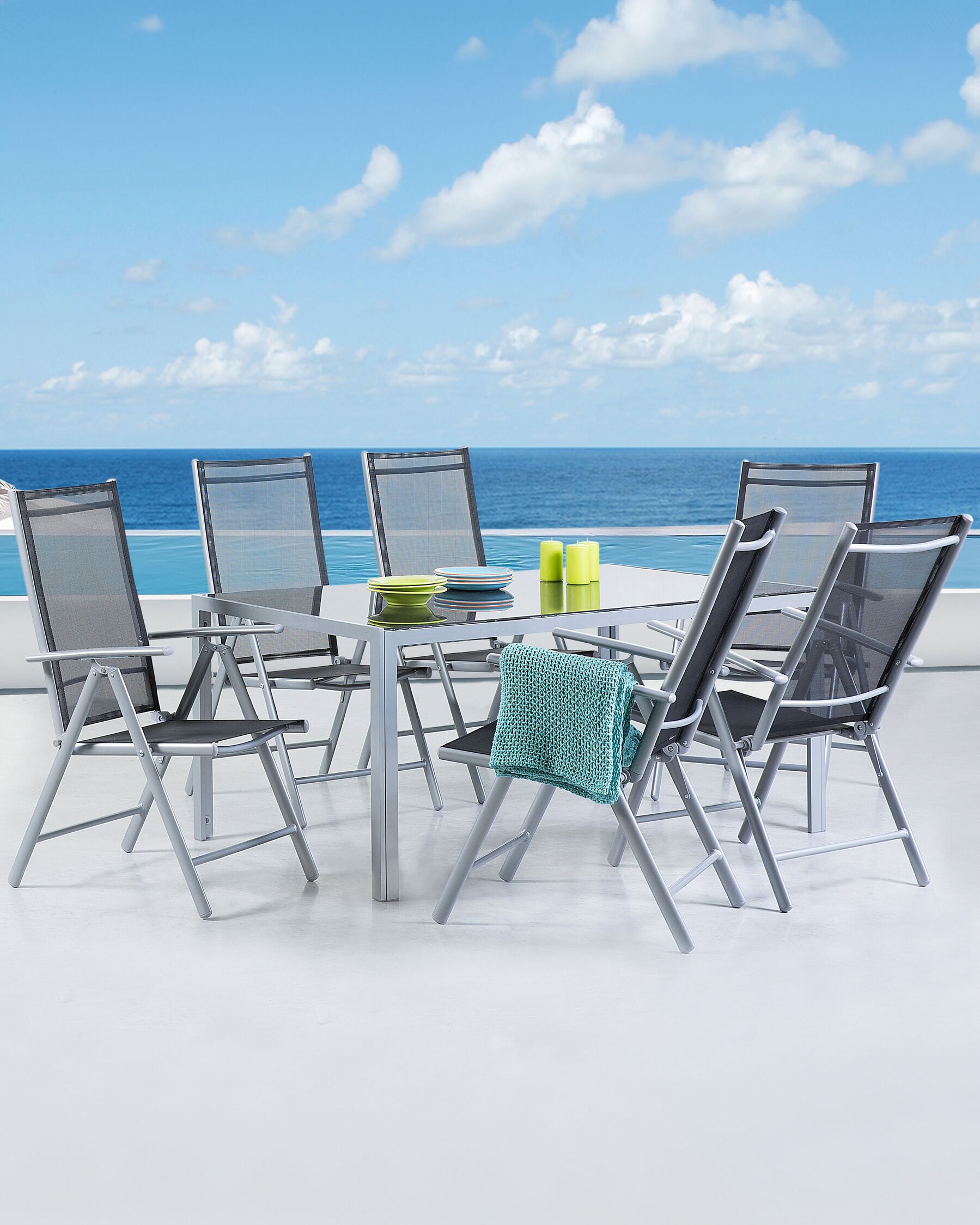 Set of 6 Garden Chairs CATANIA Metal Black