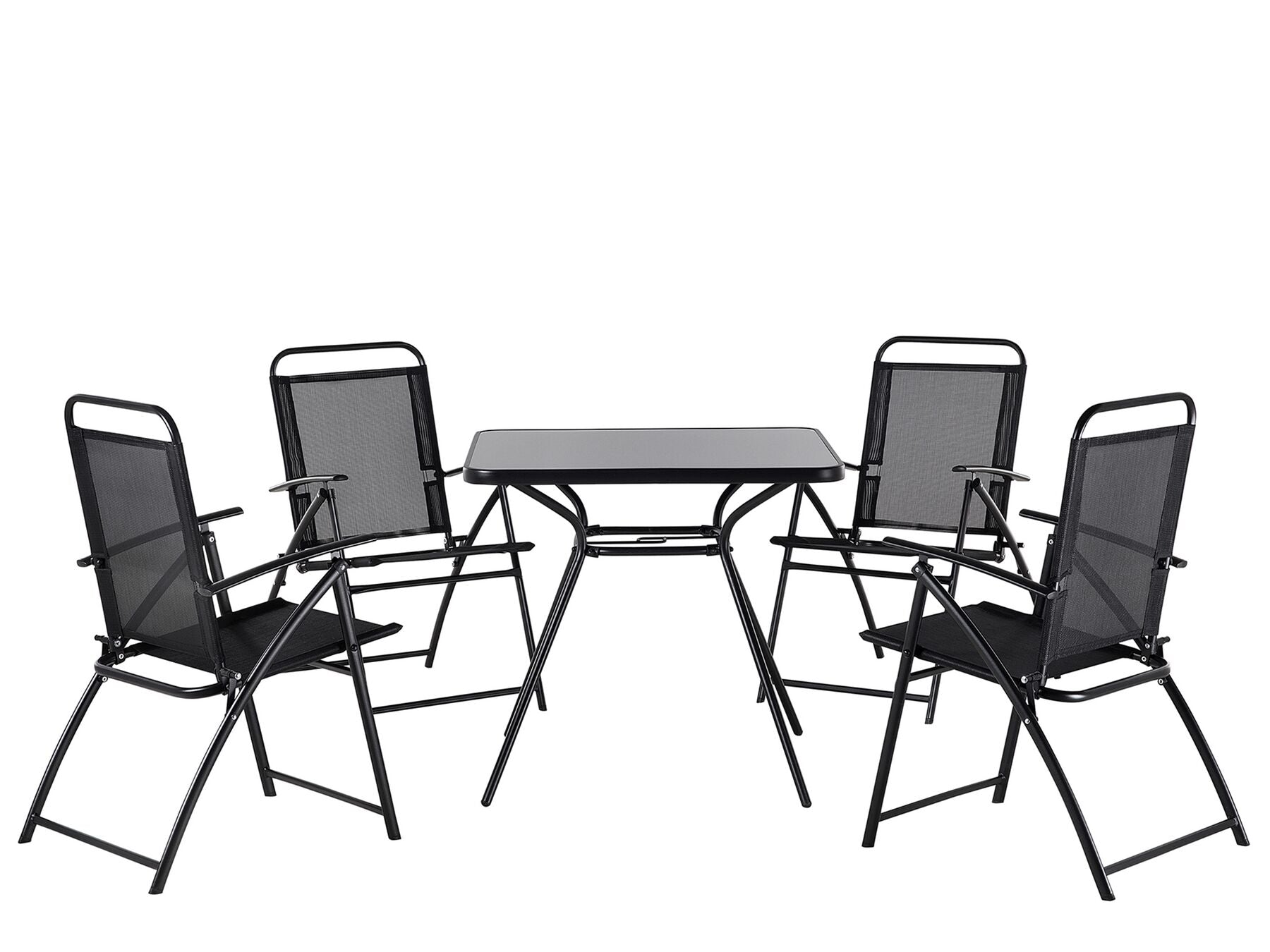 Garden Dining Set 4 Seater LIVO Metal Black
