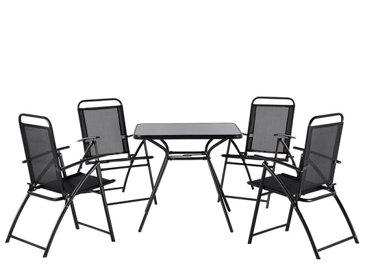 Garden Dining Set 4 Seater LIVO Metal Black