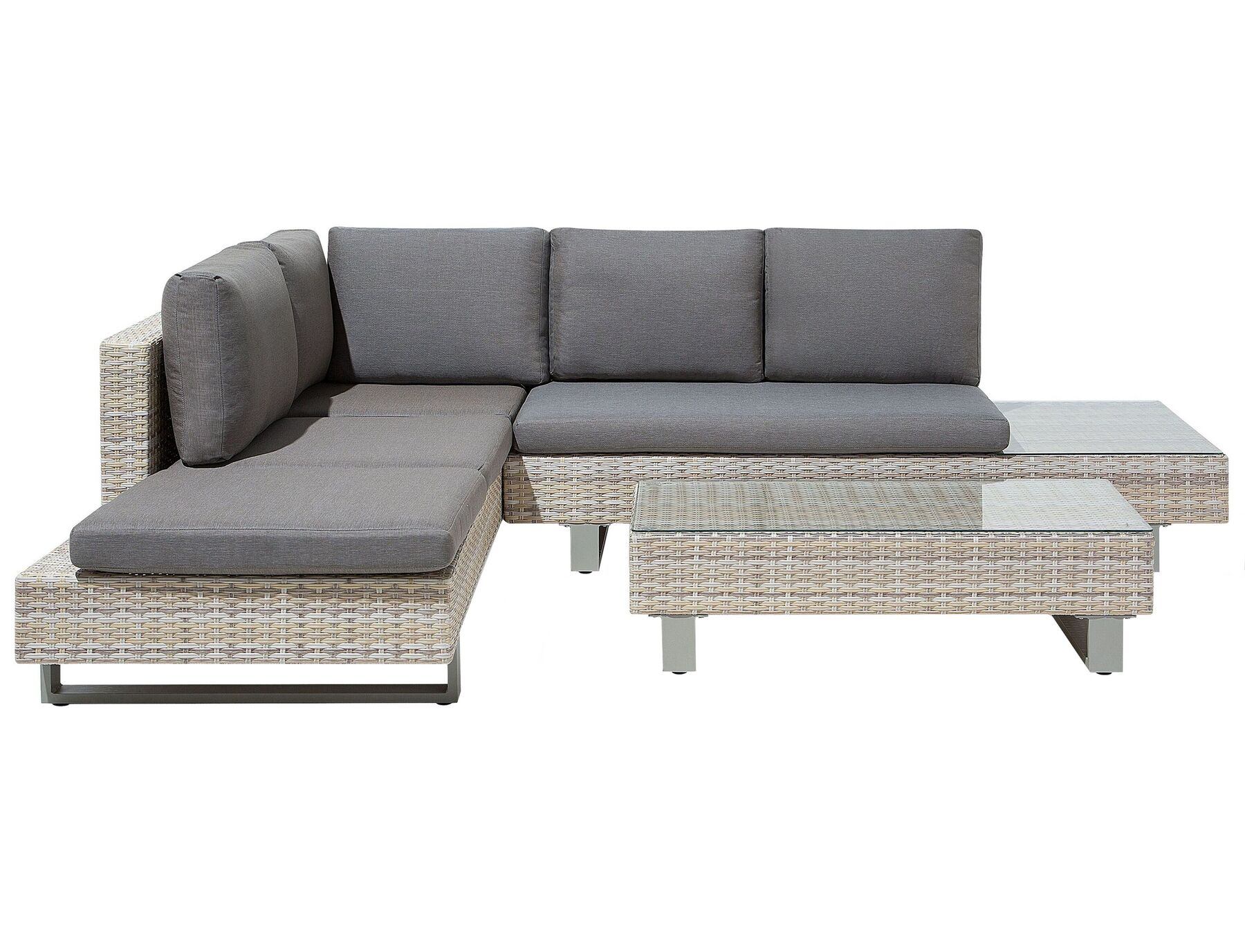 Garden Corner Sofa with Table 5 Seater Right Hand Rattan Grey