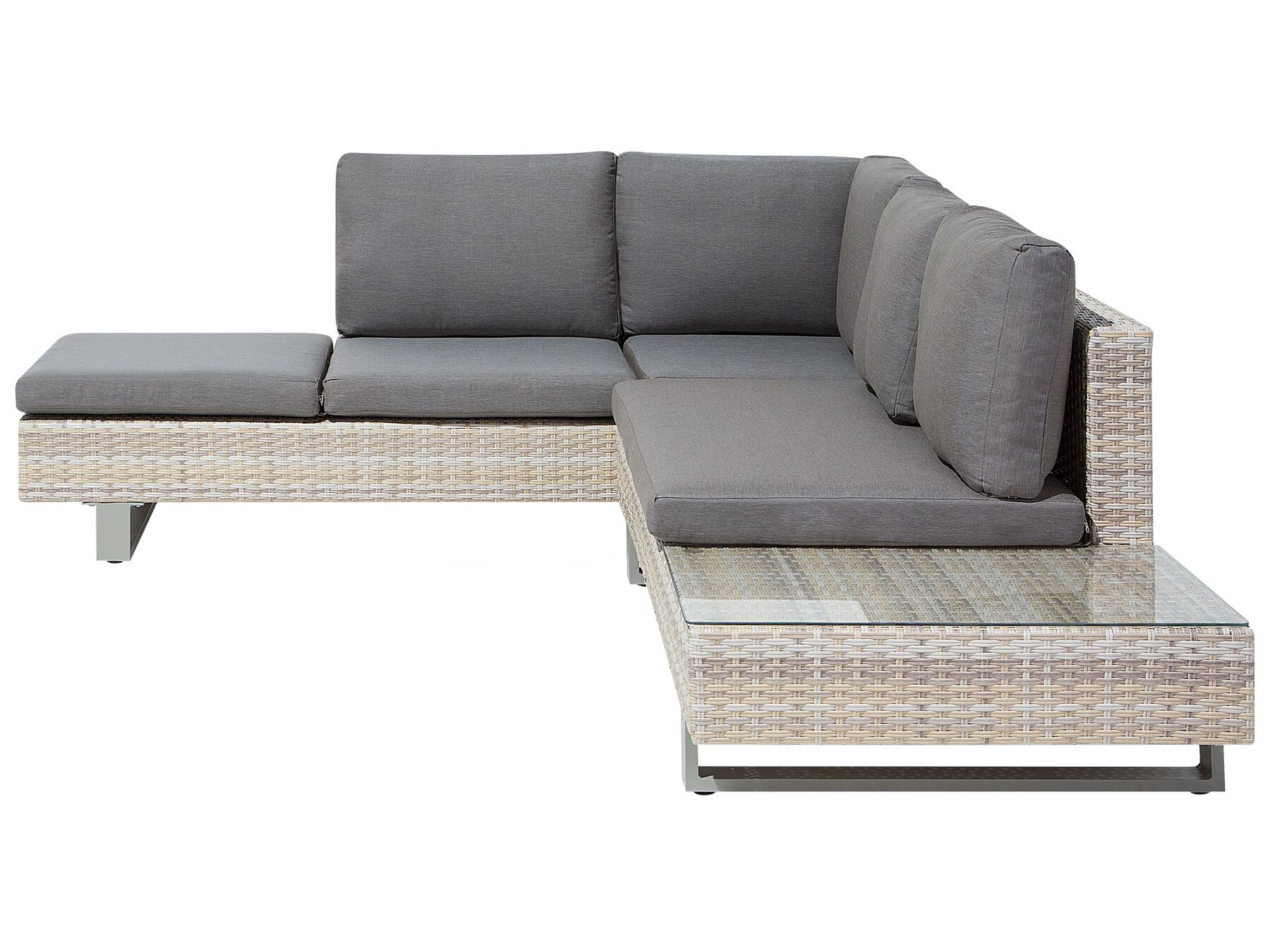 Garden Corner Sofa with Table 5 Seater Right Hand Rattan Grey