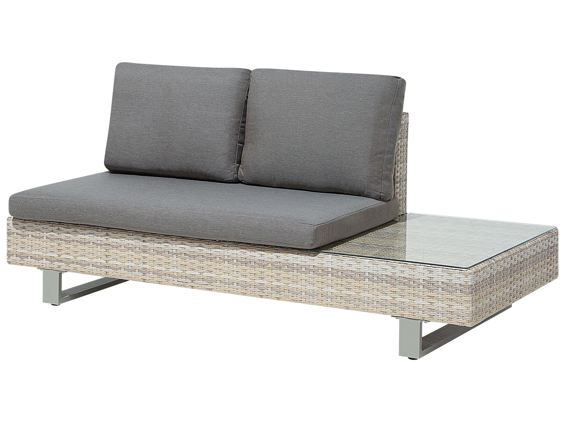 Garden Corner Sofa with Table 5 Seater Right Hand Rattan Grey