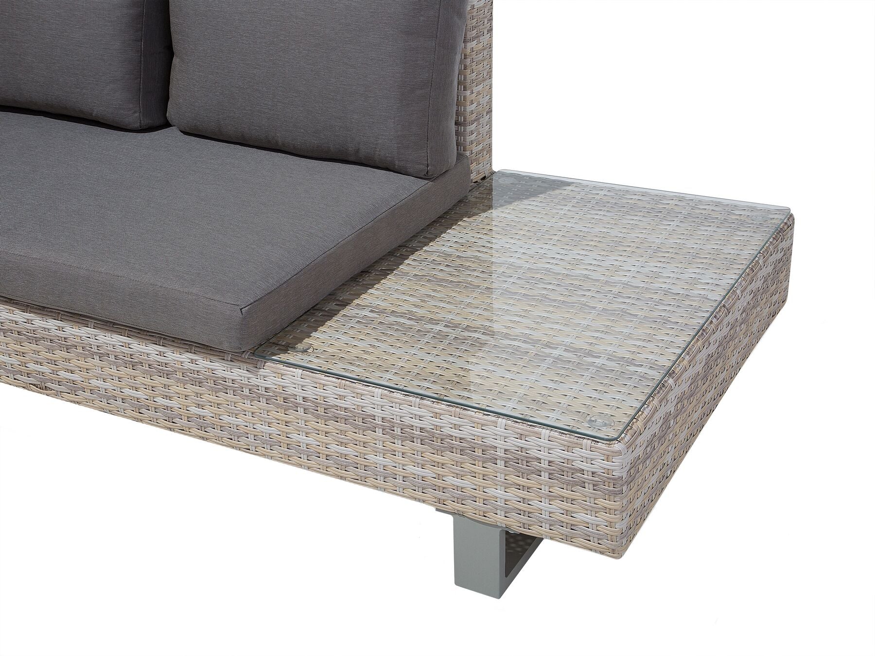Garden Corner Sofa with Table 5 Seater Right Hand Rattan Grey