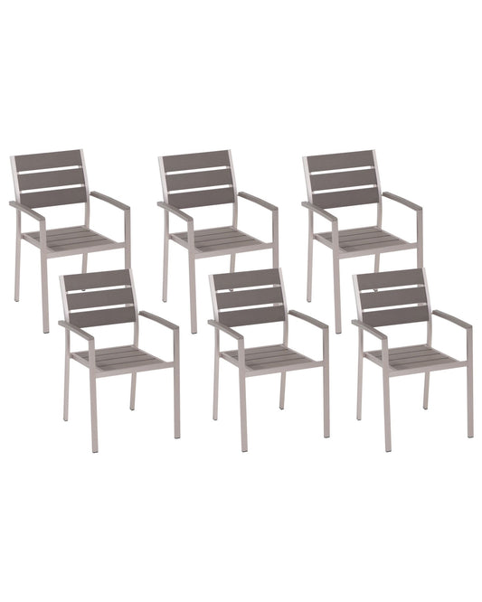 Set of 6 Garden Chairs VERNIO Grey