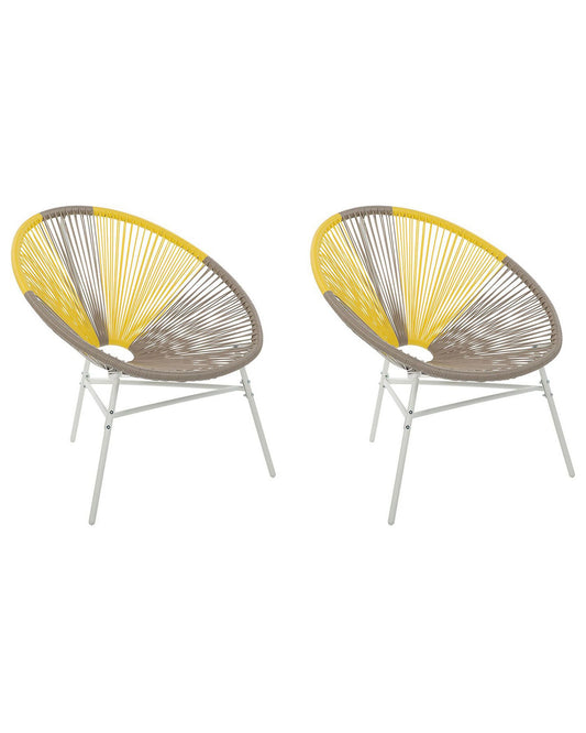 Set of 2 Garden Chairs Rattan Taupe