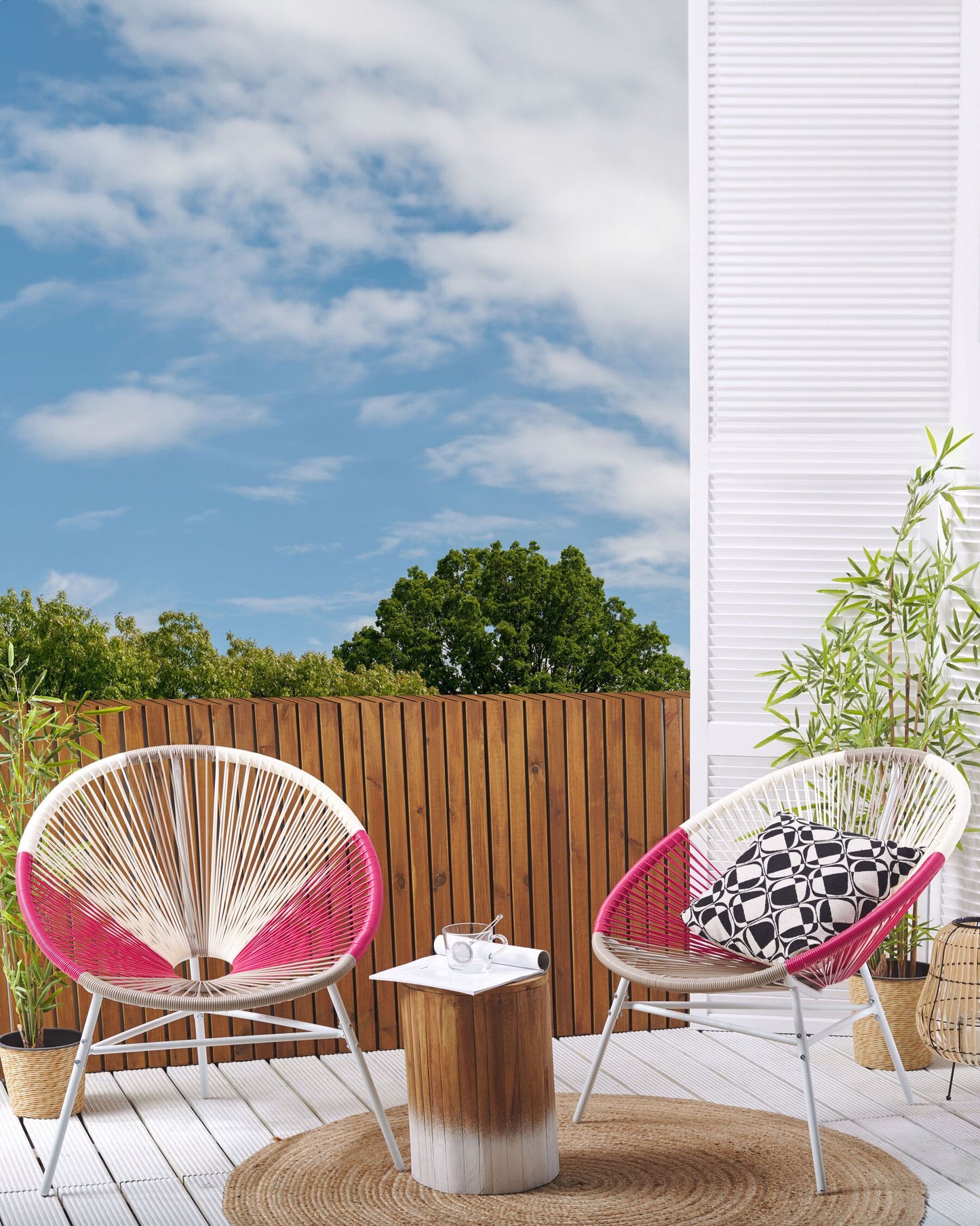 Set of 2 Garden Chairs ACAPULCO PE Rattan Fuchsia Pink