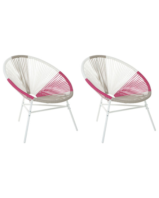 Set of 2 Garden Chairs ACAPULCO PE Rattan Fuchsia Pink