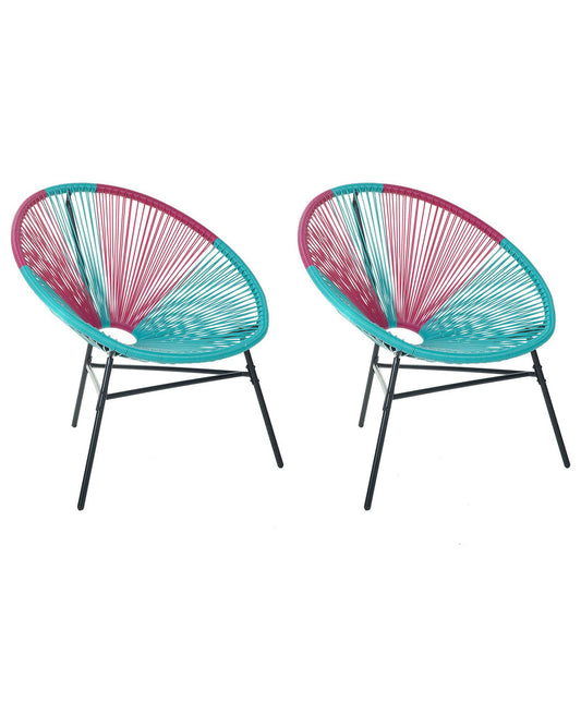 Set of 2 Garden Chairs ACAPULCO PE Rattan Turquoise