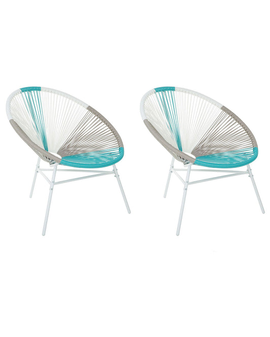 Set of 2 Garden Chairs ACAPULCO PE Rattan White