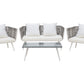 Garden Lounge Set with Table 4 Seater RAGUSA PE Rattan Off-White