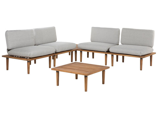 Garden Lounge Set with Table 4 Seater FRASCATI Modular Certified Acacia Wood Light Grey