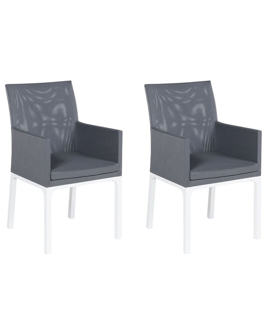 Set of 2 Garden Chairs with Cushions BACOLI Fabric Dark Grey