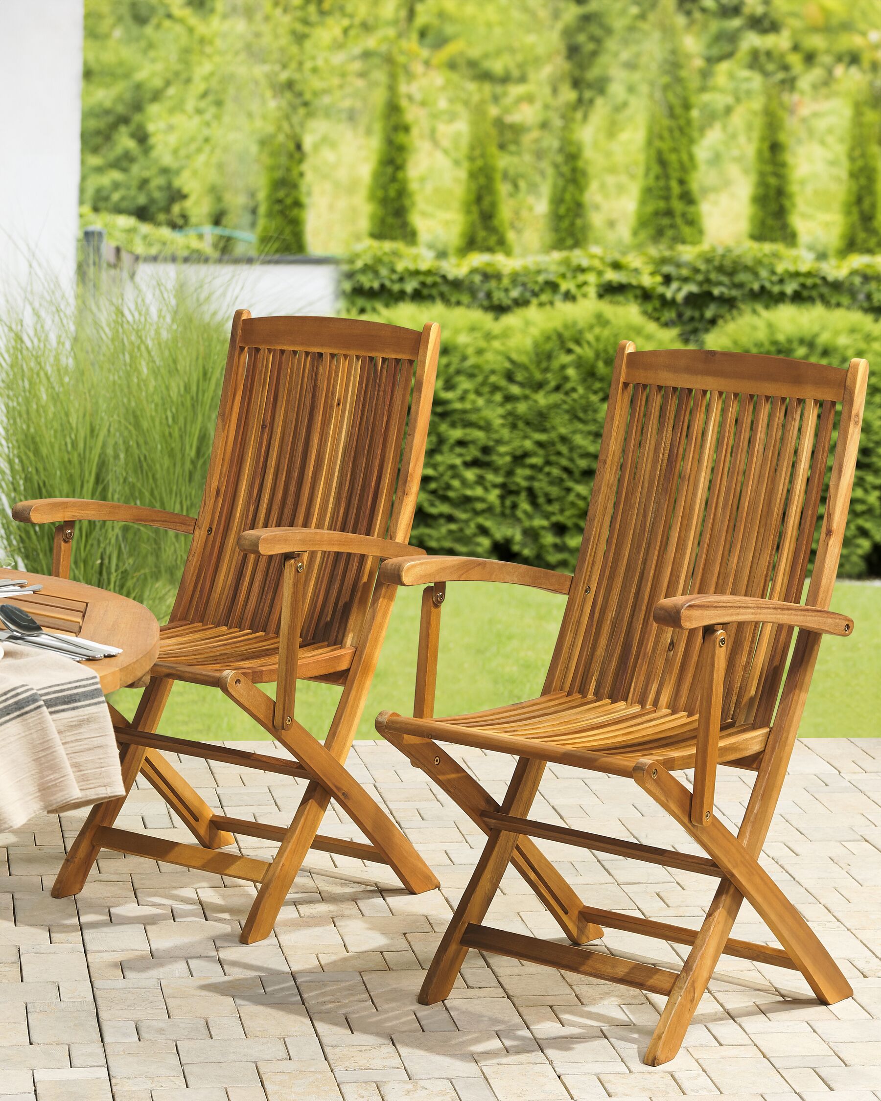 Set of 2 Garden Chairs MAUI Acacia Wood Light Brown