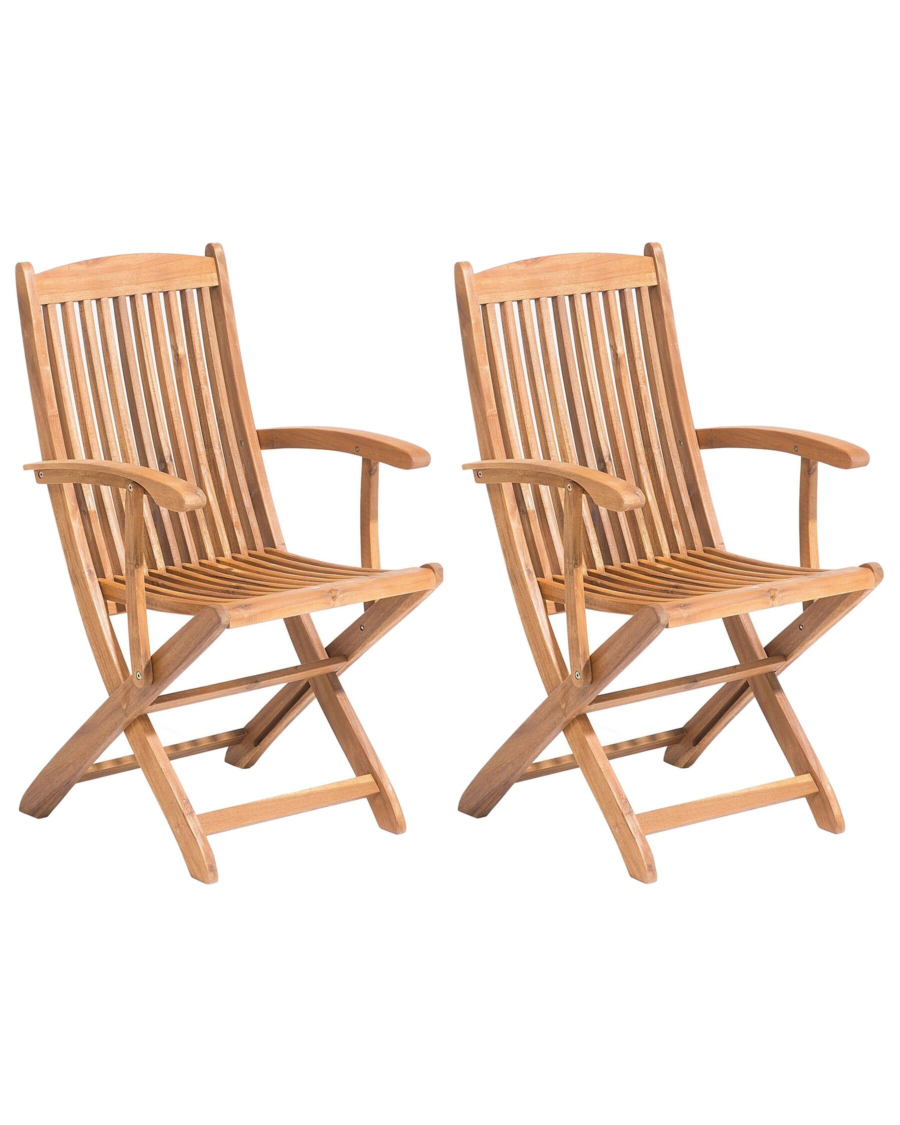 Set of 2 Garden Chairs MAUI Acacia Wood Light Brown