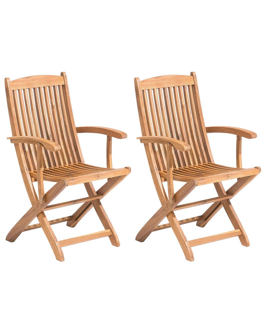 Set of 2 Garden Chairs MAUI Acacia Wood Light Brown