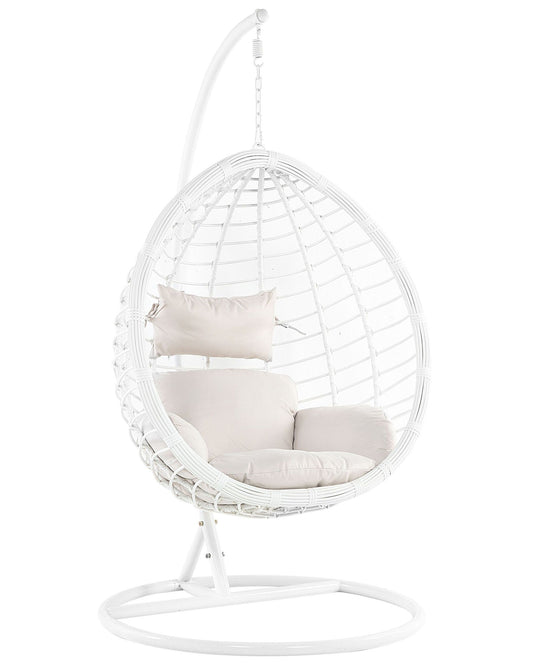 Hanging Chair with Stand FANO PE Rattan White