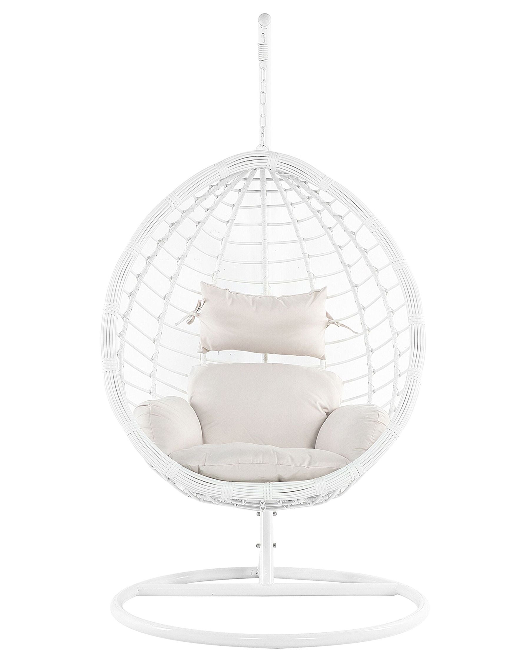 Hanging Chair with Stand FANO PE Rattan White
