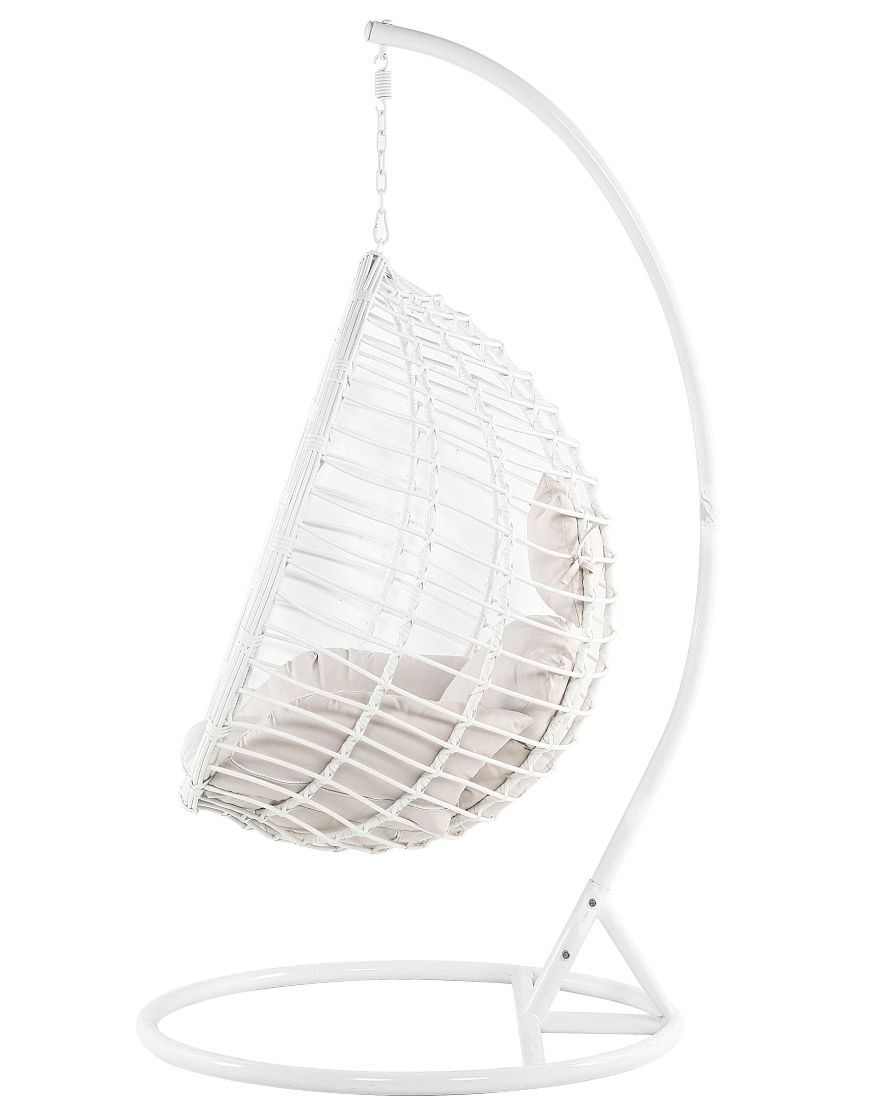 Hanging Chair with Stand FANO PE Rattan White
