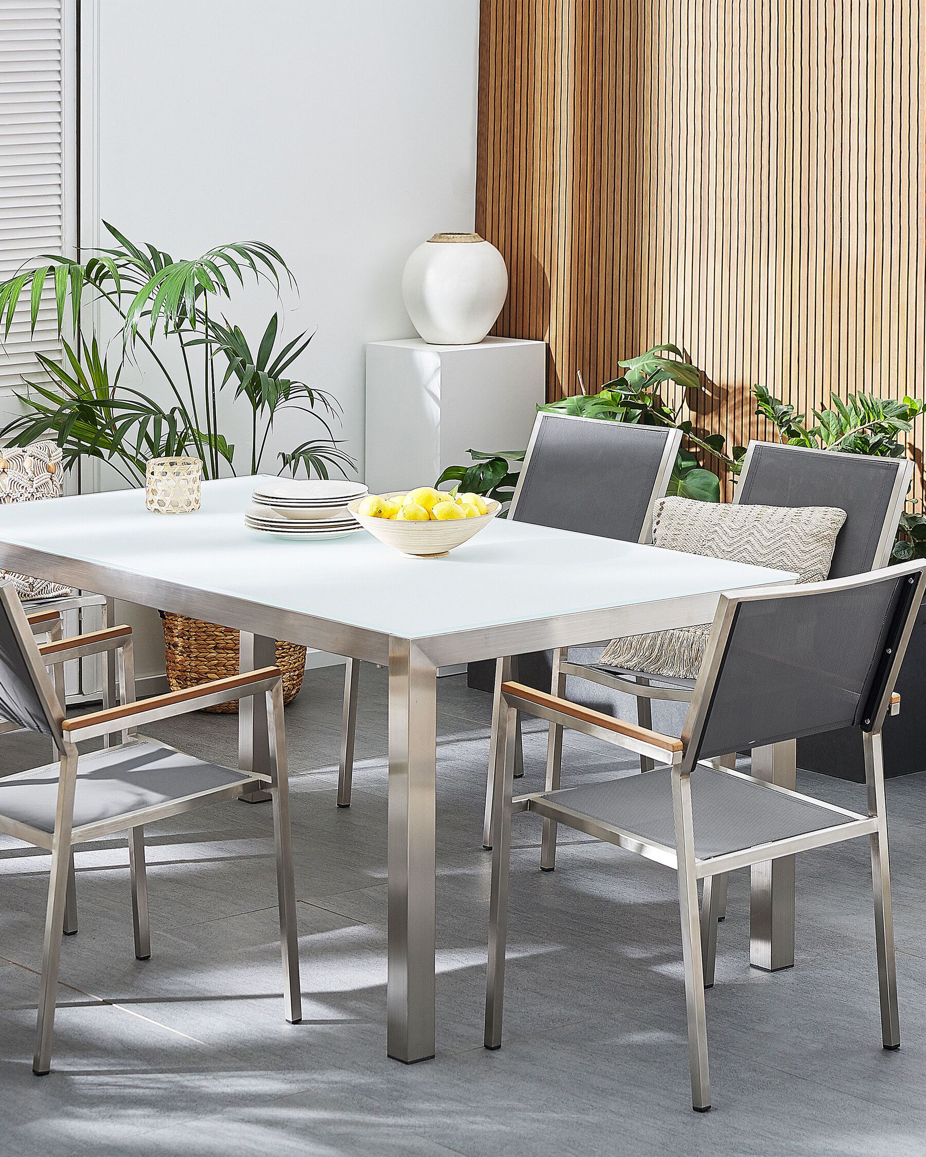 Set of 6 Garden Chairs GROSSETO Stainless Steel Grey