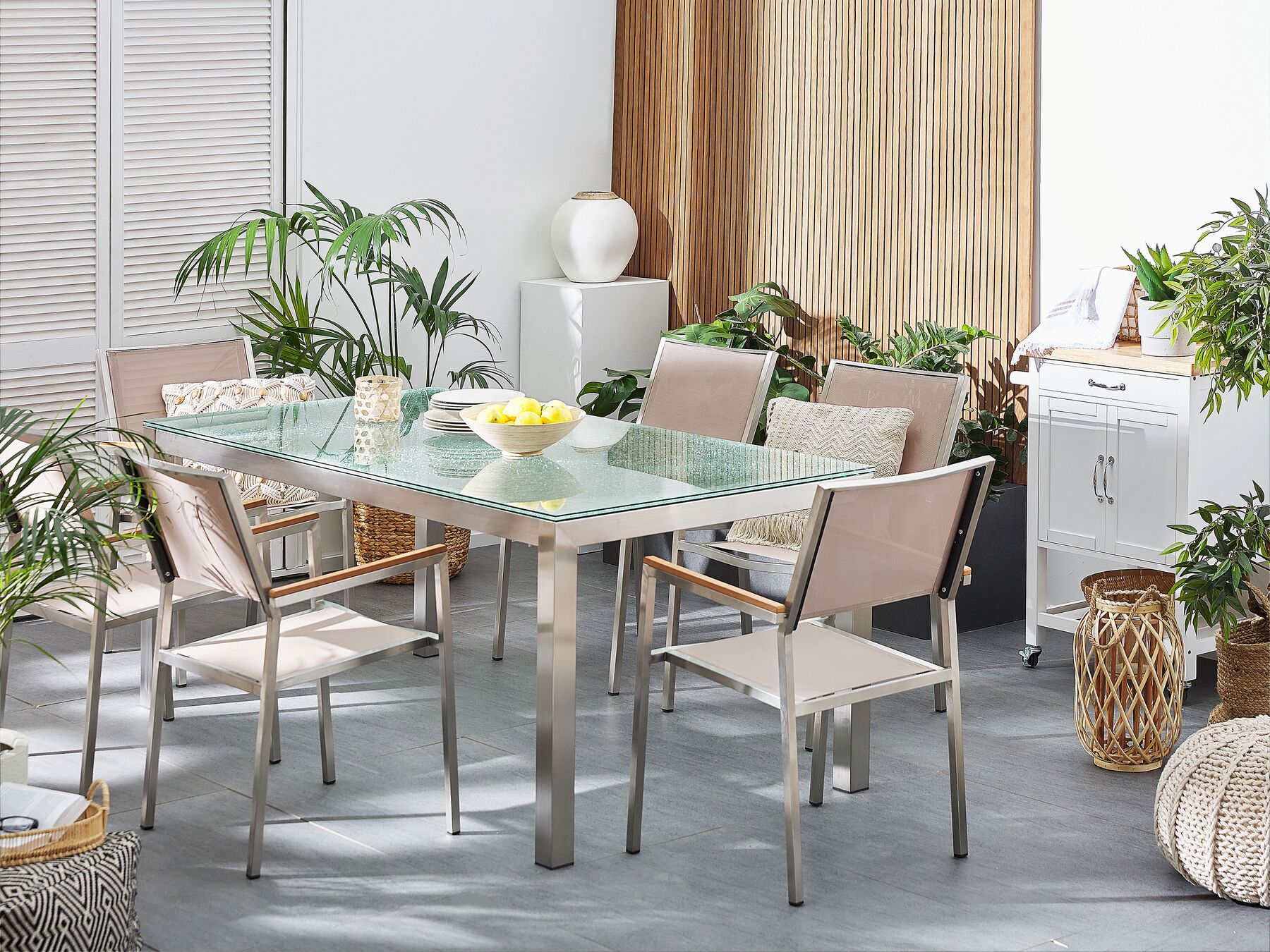 Set of 2 Garden Chairs GROSSETO Stainless Steel Beige
