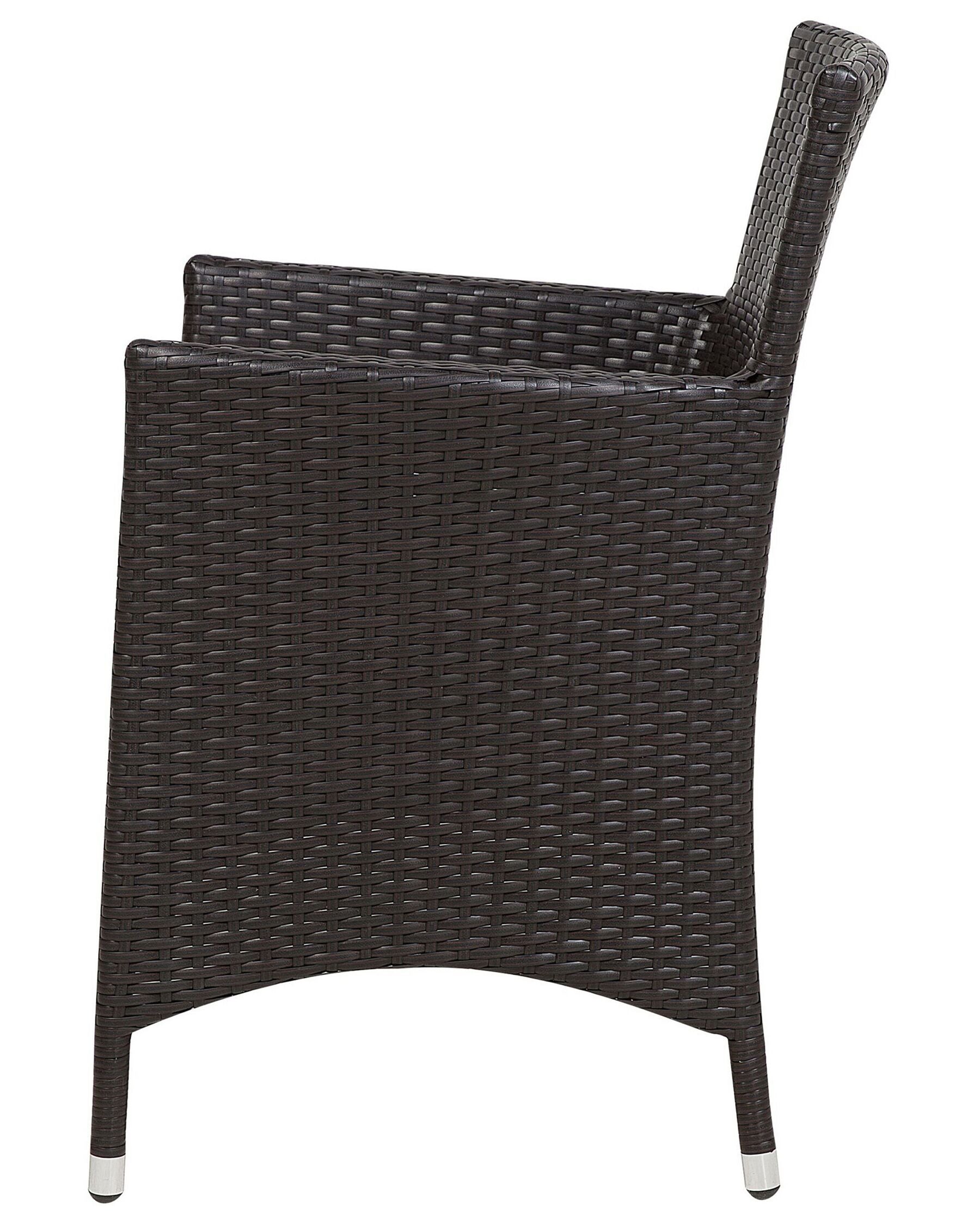 Set of 2 Garden Chairs with Cushions Rattan Dark Brown