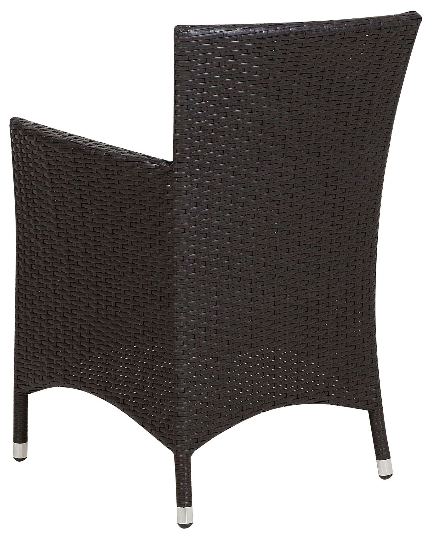 Set of 2 Garden Chairs with Cushions Rattan Dark Brown