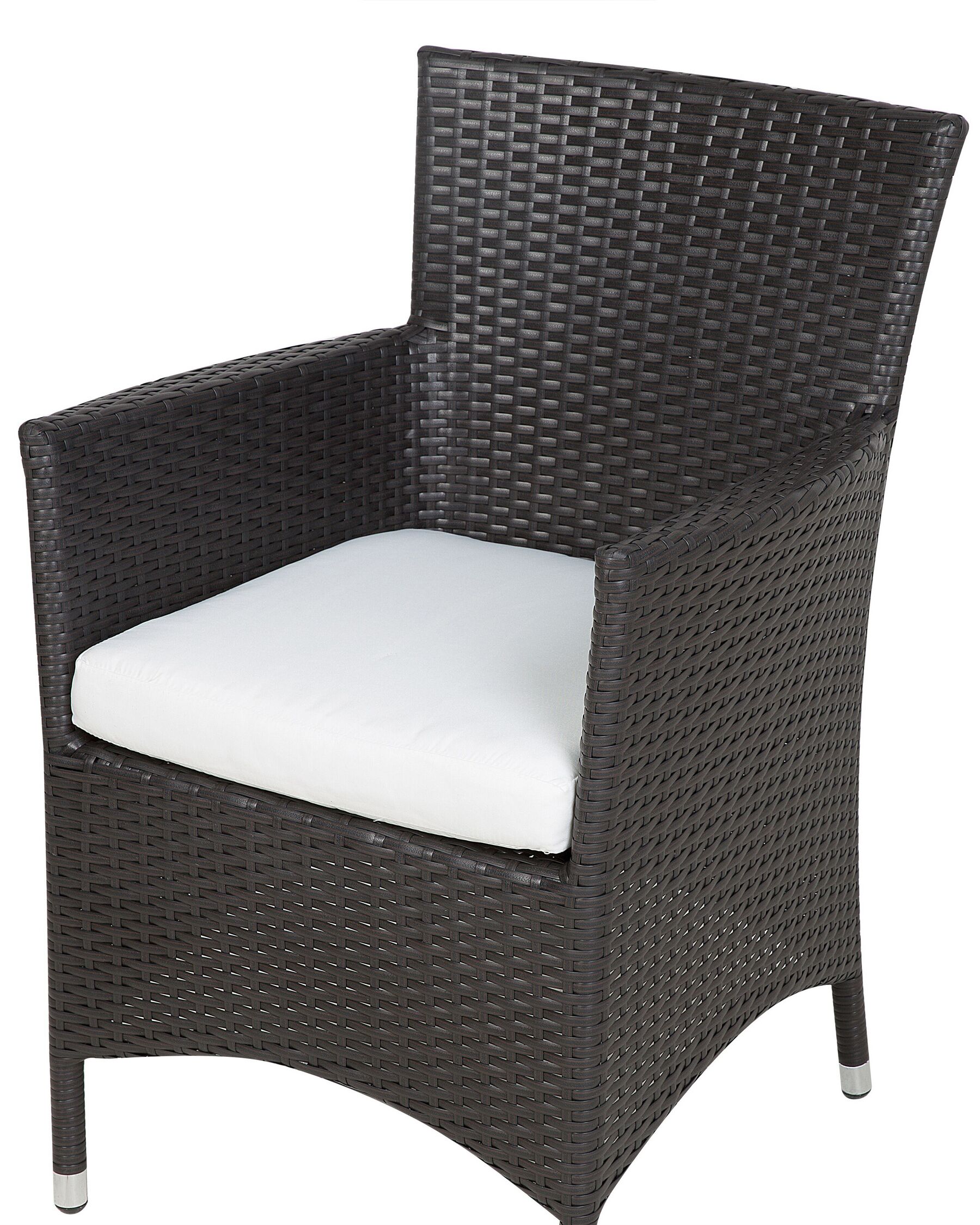 Set of 2 Garden Chairs with Cushions Rattan Dark Brown