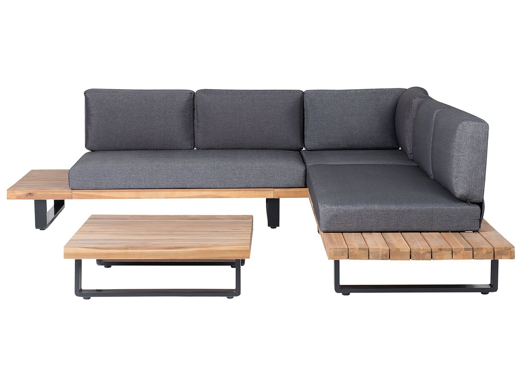Garden Corner Sofa with Table 5 Seater MYKONOS Right Hand Certified Acacia Wood Dark Grey