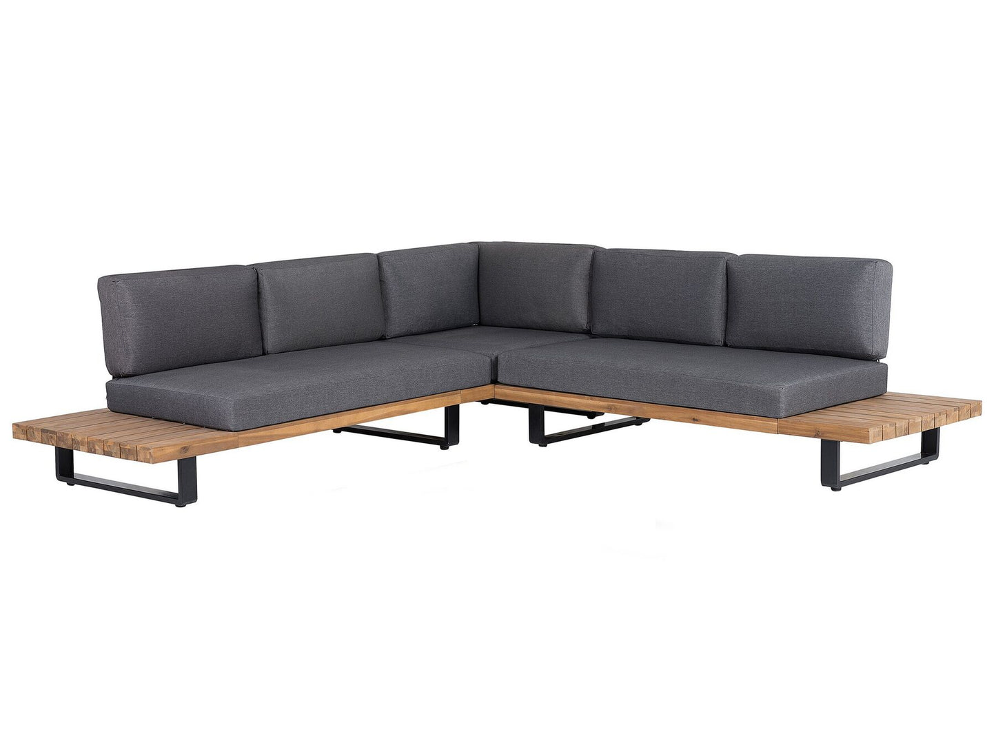 Garden Corner Sofa with Table 5 Seater MYKONOS Right Hand Certified Acacia Wood Dark Grey